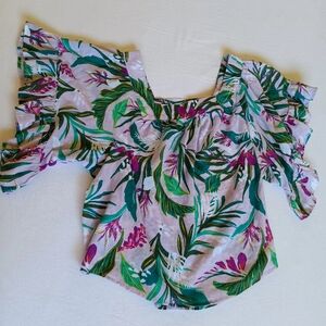 Terra And Skye Sz 0X Purple And Green Tropical Top